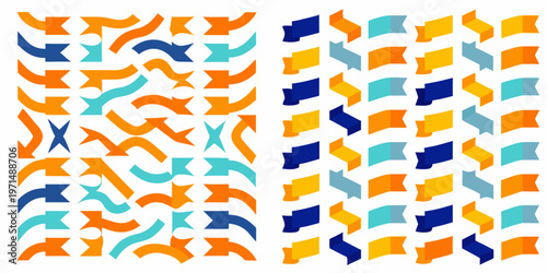 Abstract pattern of colorful angled flags arranged in vertical columns