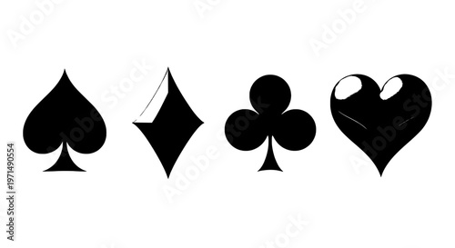 Suit symbols set with spade, diamond, club, and heart featuring playing cards, card game, poker with casino and gaming elements for black icons, card