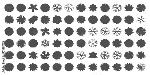 Принти на полотні Set of various tree top view silhouettes for architectural landscape design plan