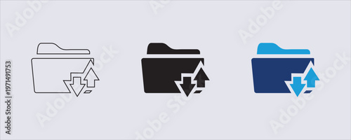 A folder icon, computing and digital interfaces, file storage, data management, or file transfer actions. web design, mobile applications, and software interfaces for organizing digital content. 