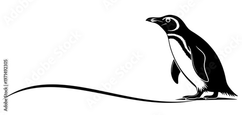 Vector black silhouette illustration of a penguin for penguin day	