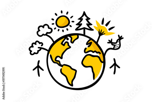 Eco Nature Conservation Poster with Green Earth Trees and Wildlife Animals