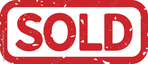 SOLDのスタンプ風アイコン｜売却済み・販売完了を示すビジネス用ラベル SOLD Stamp Style Icon / Sold and Completed Sale Label
