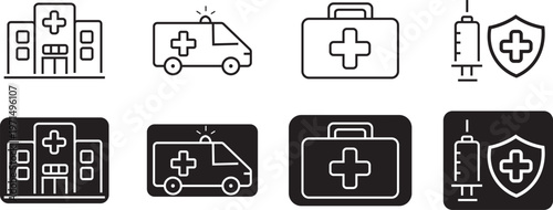Medical and healthcare vector icon set