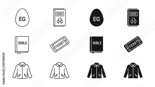 Contrast of traditional and modern religious and event symbols with clothing styles