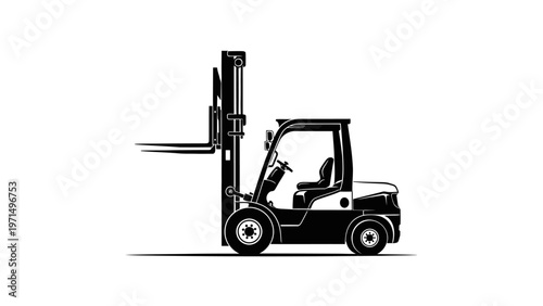 Forklift Truck Illustration Side View.