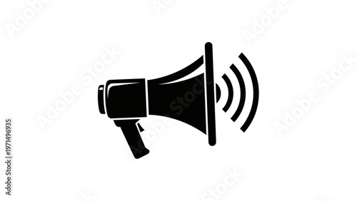 Black Megaphone Loudspeaker Icon Closeup.