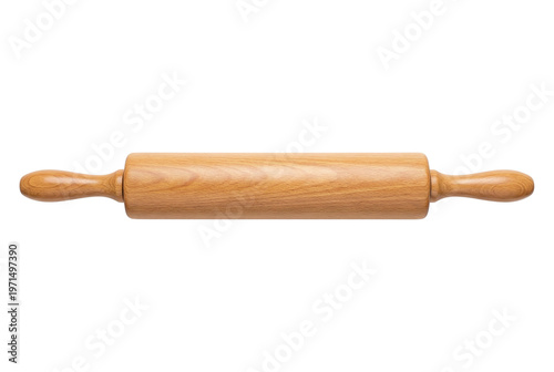Classic wooden rolling pin isolated on black background