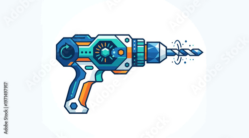 Electric drill with orange accents.