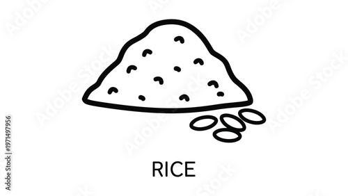 Simple illustration of a pile of rice with some grains scattered around it
