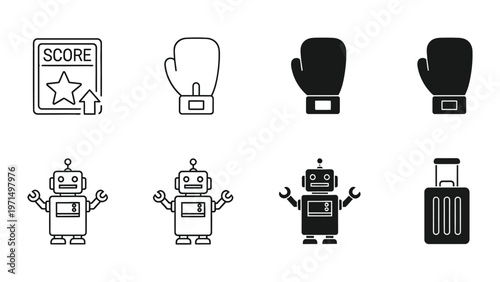 Robotic boxing game with score tracking and luggage preparation