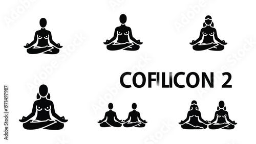 Meditation icons depicting various postures and gender representations in coflicon 2 style