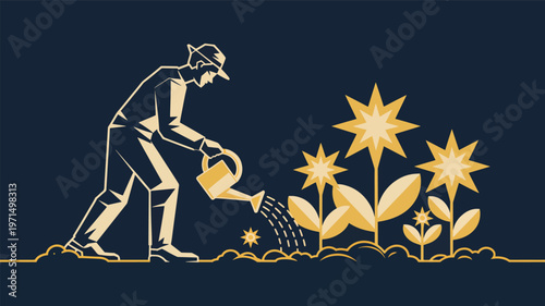 Of a lightbulb with stars and a crescent moon on a dark blue background, with yellow stars