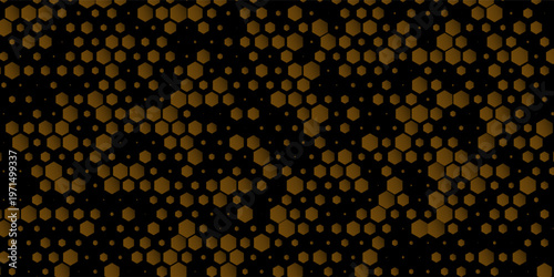 black gold abstract background. The blurred geometric hexagonal pattern