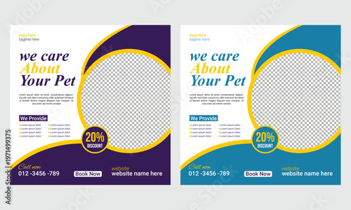 Pet care promotional social media post template