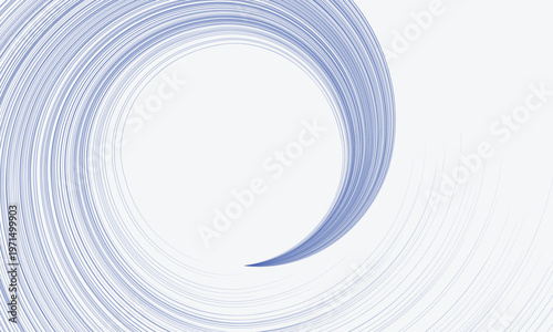Blue abstract spiral lines background. Dynamic circular motion and vortex concept for digital technology or energy presentation. Vector illustration.