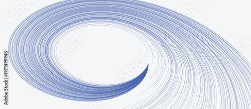 Blue abstract spiral lines in elliptical motion. Dynamic circular vortex background for technology, science and digital connectivity concepts. Vector illustration.