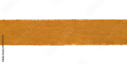 Slika na platnu Isolated golden burlap ribbon with frayed edges on transparent background