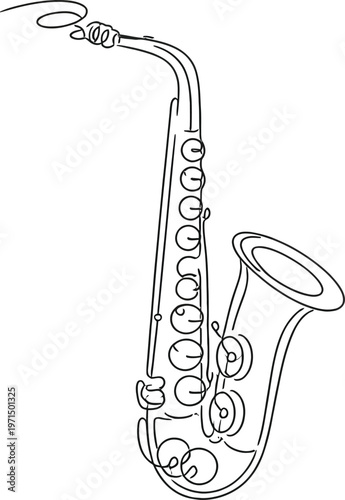 Jazz saxophone musical alto instruments line drawing pattern Musical symbol icon for staff and music note transparent background wave banner. Disco love heart sound notes. Fun sax vector sign pattern.