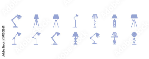 Collection of floor lamp icons ideal for websites, mobile apps, and print materials.