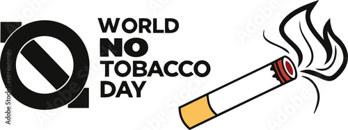 World no tobacco day logo with a burning cigarette illustration