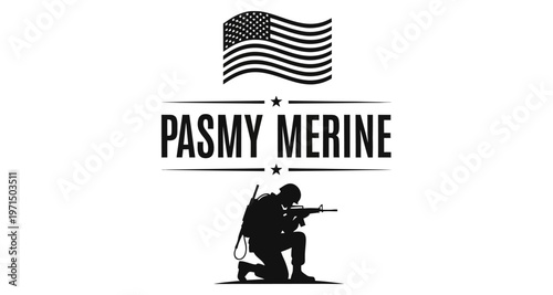 Soldier Aiming Rifle Silhouette with American Flag Emblem