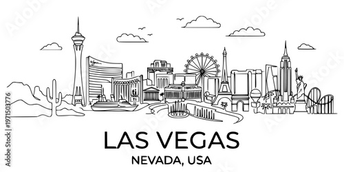 Las Vegas Nevada skyline vector line art illustration united states city urban cityscape panorama