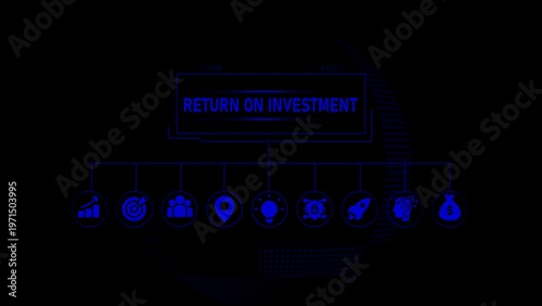 Blue return on investment silhouette with finance business