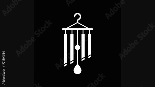 Minimalist Wind Chime Design on Black Background