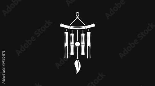 Minimalist Wind Chime Design on Dark Background