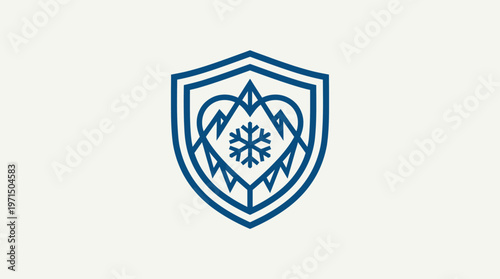 Minimalist Mountain Lodge Emblem on White