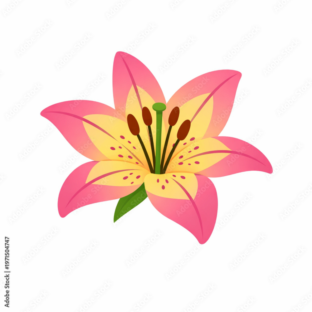 Obraz premium Pink Lily Flower Botanical Illustration Floral Clipart