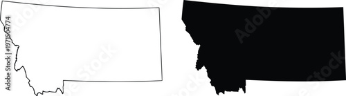 Contrast of oregon and montana us state outlines in black and white Vector