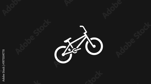 Minimalist White Bicycle Icon on Black Background