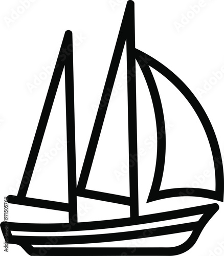 A classic sailboat with two tall masts gliding on calm waters Vector