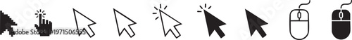 Set of Computer Mouse and Arrow Cursor Vector Icons