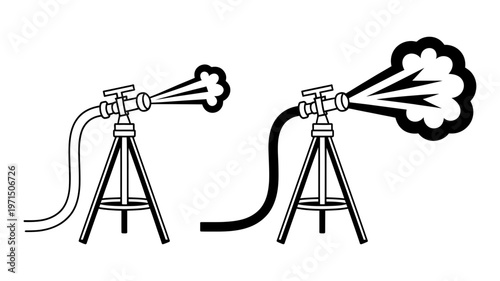 Two black icons depict a stylized snow cannon producing different volumes of artificial snow.