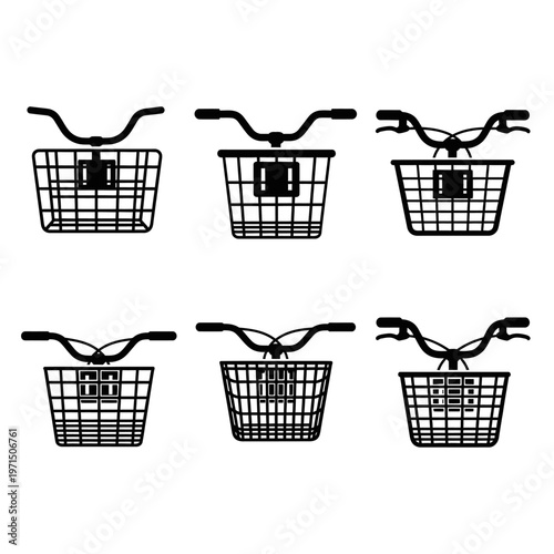 Bicycle Basket Set - Front Handlebar Mockup Icons