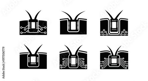 Biotechnology Microchip Implanted in Skin Layer with Circuits