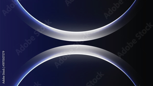 Elegant dark gradient circle background with glowing neon rings and abstract blue light effects, futuristic modern design for technology banner and digital layout