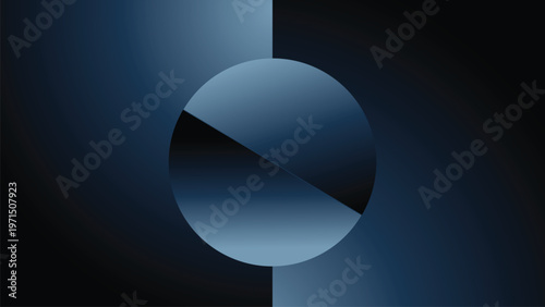 Elegant dark gradient circle background with glowing neon rings and abstract blue light effects, futuristic modern design for technology banner and digital layout