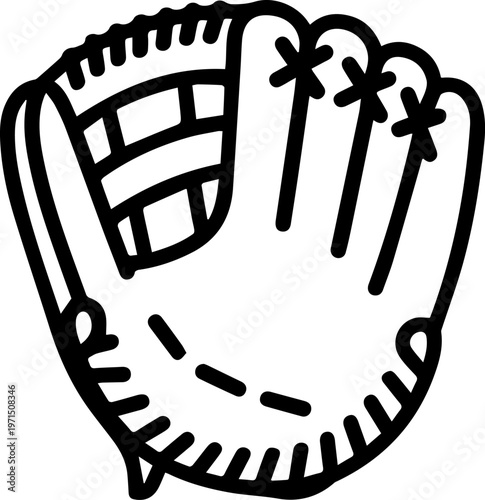 Baseball Glove Icon Outline Style Isolated on White Background
