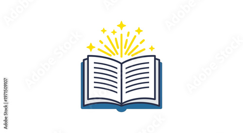 Open Book with Yellow Sparks.