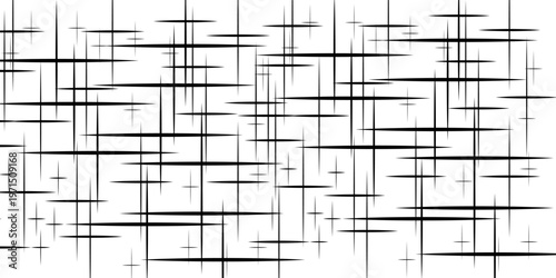 Black cross hatch seamless texture. Straight line repeated pattern surface. Rough sackcloth fabric background. Crosshatch linen canvas burlap overlay wallpaper. Vector textile backdrop