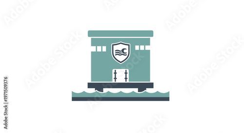 Green train car with shield logo.