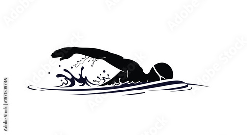 A swimmer in motion captured as a striking black silhouette