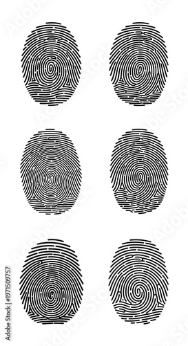 Fingerprint Icons Set - Unique Identity and Security Concept