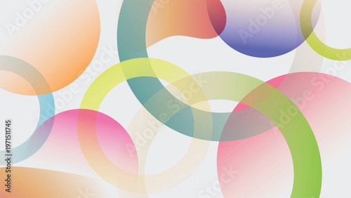 Abstract colorful gradient overlay with overlapping circle shapes and soft transparency, modern vibrant design for banner, poster and presentation