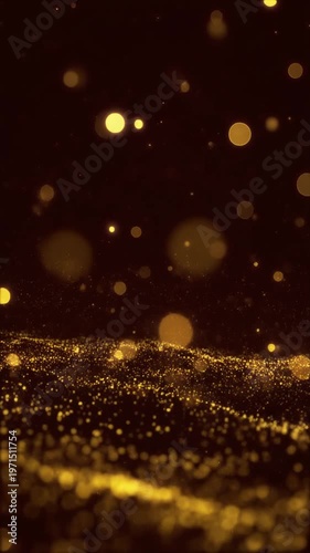 Golden particles floating in dark space