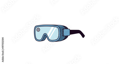 Diving goggles with blue strap.